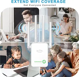 Wi-Fi репітер Ubcwin з 4 антенами, покриття до 3800 ft², Ethernet - мініатюра 6