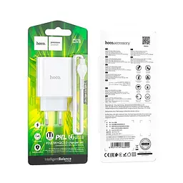 Блок зарядний пристрій Hoco C97A на 2 порти 1 USB + 1Type-C 20 W з кабелем Type-C to Type-C - мініатюра 3