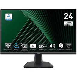 Монітор 23.8" MSI PRO MP245G WLED, IPS, 1920x1080 (16:9), 1 мс, 100 Гц, 300 кд/м², 1300:1, 178°/178°, VGA/HDMI/DP чорний