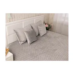 Покривало Руно двостороннє декоративне Velour Grey ромб 220х240 см (330.55_Grey ромб) - мініатюра 3