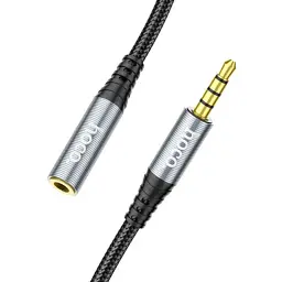 Кабель мультимедійний 3.5mm M to 3.5mm F 1.0m Gray HOCO (6931474762153) - мініатюра 4