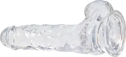 Прозорий фалоімітатор Addiction - Clear Dildo with Balls 7″, віброкуля в подарунок - мініатюра 3