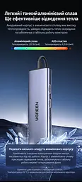 USB-C хаб UGREEN CM512 6-в-1 2 порти USB-C 3.2 Gen 2 до 10 Гбіт/с і 1 порт USB-A 3.2 та 1 порт USB-A 2.0 гігабітний Ethernet RJ45 10/100/1000 Мбіт/с порти USB-C 3.2 лише для передавання даних без виведення відео та заряджання окремий вхід USB-C 5 В для додаткового живлення хаба й периферії для розширення USB-портів смартфона чи планшета з USB-C та підтримкою USB Host у режимі OTG вбудований кабель USB-C до хоста довжиною 0,3 м темно-сірий Space Gray (45320) - мініатюра 12