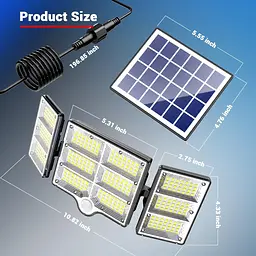 Сонячні ліхтарі Зовнішні 334LED Захисні ліхтарі з дистанційним керуванням 3 голови руху - мініатюра 5