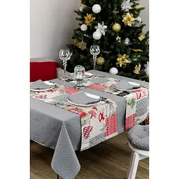 Скатертина Прованс Merry Christmas 220х132 см сіра (31474) - мініатюра 6