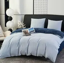 Постільна білизна L&M Home Textiles двоспальне ліжко з вареної бавовни не вимагає прасування 100% бавовна 180х220см Блакитний - мініатюра 3