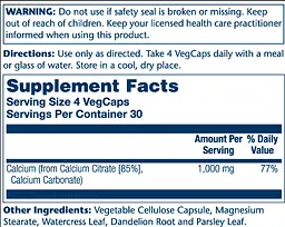 Кальцій цитрат, Calcium Citrate 1000mg - 120 vcaps - мініатюра 2