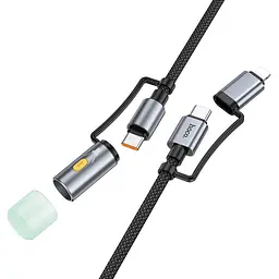 Кабель Hoco All-in-one charging data cable c / iP to C / LED light U138 1.2m, PD27/60W