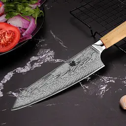 Ніж кухарський 20 см Damascus DK-OK 4001 AUS-10 Дамаська сталь 67 шарів - мініатюра 5
