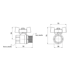 Кран кульовий SD Plus 1" ВЗ для газу (метелик) SD607NG25PN40 - мініатюра 2