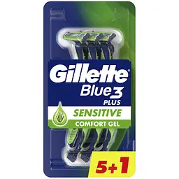 Одноразові станки для гоління Gillette Blue 3 Sensitive 6 шт. - мініатюра 2