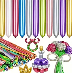 Кульки для моделювання довгі 100 штук 51 дюйм різнобарвні - мініатюра 5