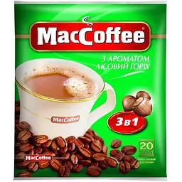 Напій кавовий MacCoffee 3в1 з ароматом Лісовий горіх 20*18 г