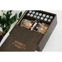 Подарунковий набір Whiskey Stones камені для віскі у дерев'яному пеналі №4 - 4 склянки Bormioli Rocco Cassiopea + щипці + мішечок - мініатюра 4