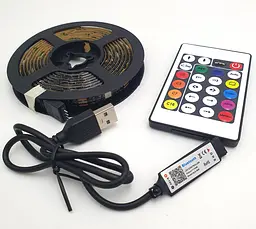 Стрічка світлодіодна RGB 5050 з пультом та Bluetooth управління з телефону від USB для фонового підсвічування телевізора картин у силіконі UKC 2метра