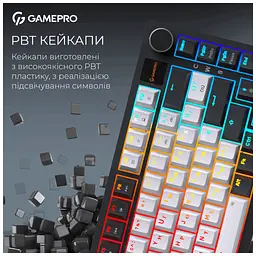 Клавіатура GamePro Asgard Valhalla Pro MK160B-D-Pro Rainy Switch Wireless/Bluetooth/USB UA Black (MK160B-D-Pro) - мініатюра 6