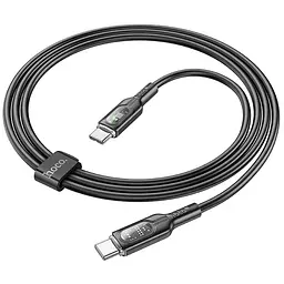 Дата кабель Hoco U120 Transparent explore intelligent power-off PD 60W Type-C to Type-C (1.2m) Black - мініатюра 4