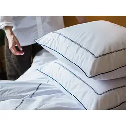 Комплект постільної білизни Ecotton Premium євро перкаль вишивка з синім кантом (25140) - мініатюра 7