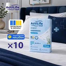Пелюшки для малюків ActiLife Med Super 60 × 90, 10 шт. (4820174981433) - мініатюра 2