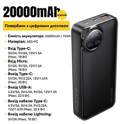 Павербанк Essager Heteromypil 20000 mAh 22.5W (ES-D016), чорний - мініатюра 8