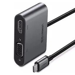 Usb-хаб Ugreen Usb-C to HDMI + VGA + Usb 3.0 Adapter with PD (сірий) - мініатюра 3