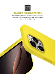 Силиконовый чехол для Apple iPhone 16 Pro Max, ICON2 Case, желтый, противоударный, панель, защита всего корпуса, матовая поверхность Soft Touch, выступает над дисплеем, совместим с защитными стеклами и пленками, с микрофиброй, ArmorStandart (ARM81310) - мініатюра 5