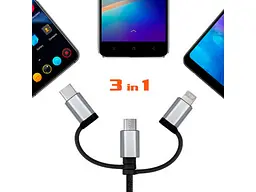 Кабель REAL-EL USB 2.0 AM to 3in1 1.0m Premium Black (EL123500035) - мініатюра 3