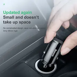 Адаптер автомобільний BASEUS Circular Plastic A+A PPS 2USB, 5 A, QC 3.0 CCALL-YD01 - мініатюра 4