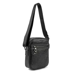 Месенджер шкіряний чорний плетений TIDING BAG 88362-1A чорний - мініатюра 6