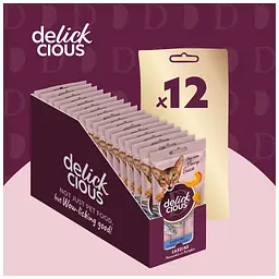 Ласощі для котів Delickcious Сардина з додаванням гарбуза 4 х 15 г (4820269141636)
