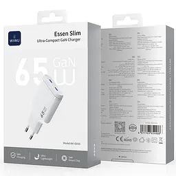 МЗП G035 Essen PD65W GaN (2USB-C) White Wiwu teh0029666 - мініатюра 2