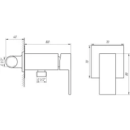 Змішувач вбудований Globus Lux Milano GLM-0-106MIX з гігієнічним душем Graphite 30412 - мініатюра 2