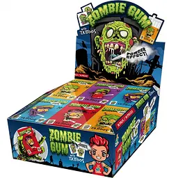Жувальні гумки Zombie Gum Bubble Wit Tattoos Gumy Owocowe Z Efektem Dymu 10шт 35г - мініатюра 7