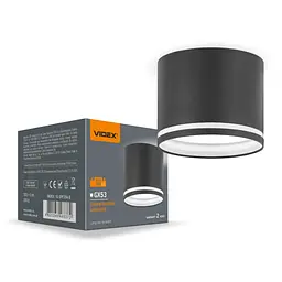 Світильник точковий Videx під лампу GX53 накладний Чорний (VL-SPF35A-B)