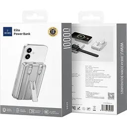Зовнішній акумулятор WiWU Elite Wi-P056 10000mAh 22.5W Silver (6977703652390) [161281] - мініатюра 10
