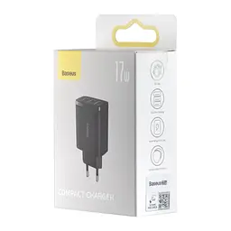 Мережевий зарядний пристрій Baseus Compact Charger 3U 17W EU Чорний - мініатюра 2