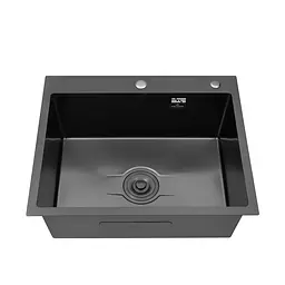Кухонна мийка Kroner KRP Derby - 6050HM PVD (2,5/0,5 мм) CV027242, Чорний - мініатюра 4