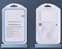 Відеорозгалужувач 2xHDMI, Splitter HDMI на 2 монитори, активний, v1.4a, 3D, 4K, білий