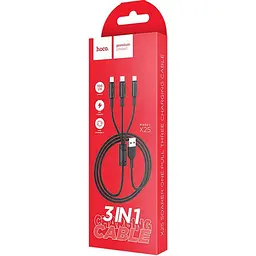 USB Cable Hoco X25 Soarer 3in1 Lightning/MicroUSB/Type-C Black 1m - мініатюра 3