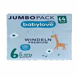 Дитячі підгузники Babylove Premium 6 (15-20 кг) 64 шт