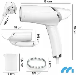 Ручний відпарювач для одягу MalTec HDS1000W, 1000 Вт, дорожній, складаний, чорний - мініатюра 3