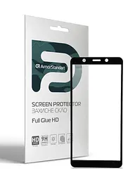 Захисне скло для TECNO POP 3 (BB2), Full Glue HD, 2.5D, повністю прозоре, на весь екран, глянцеве, загартоване 9H, повне проклеювання по всій поверхні, з чорною рамкою, протиударне, кришталево чітке зображення, ArmorStandart (ARM65098)