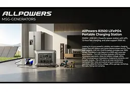 Портативна зарядна станція ALLPOWERS R-2500 2500W 2016Wh LiFePO4, APP Control, Wi-Fi, Bluetooth, MPPT 1000w Max - мініатюра 9