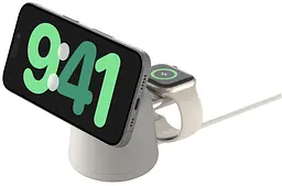 Зарядний пристрій бездротовий 2в1 MagSafe iPhone/Watch/AirPods Sand Mass Belkin teh0018828