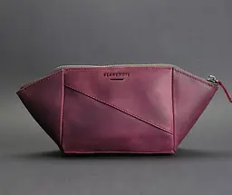 Жіноча шкіряна косметичка 2.0 бордова Crazy Horse