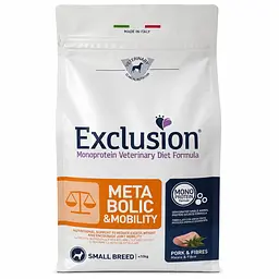 Сухий корм для собак Exclusion Monoprotein Veterinary Diet Formula Metabolic & Mobility Pork & Fibres Small Breed, 2 кг