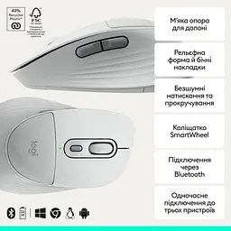 Мишка Logitech Signature Comfort Plus M850L Wireless/USB-C Off-White (910-007716) - мініатюра 3