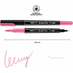 Маркер акварельний Santi Brush Pen SW-11 рожевий двосторонній 6 шт. (391011) - мініатюра 2
