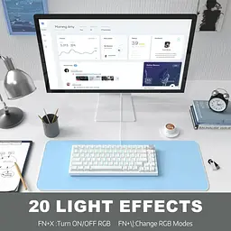 Ігрова механічна клавіатура Ajazz Ak820 / Дротове підключення / Blue Switch / White - мініатюра 6