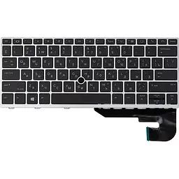 Клавіатура для ноутбука HP EliteBook 830 G5 чорна, сріблястий фрейм